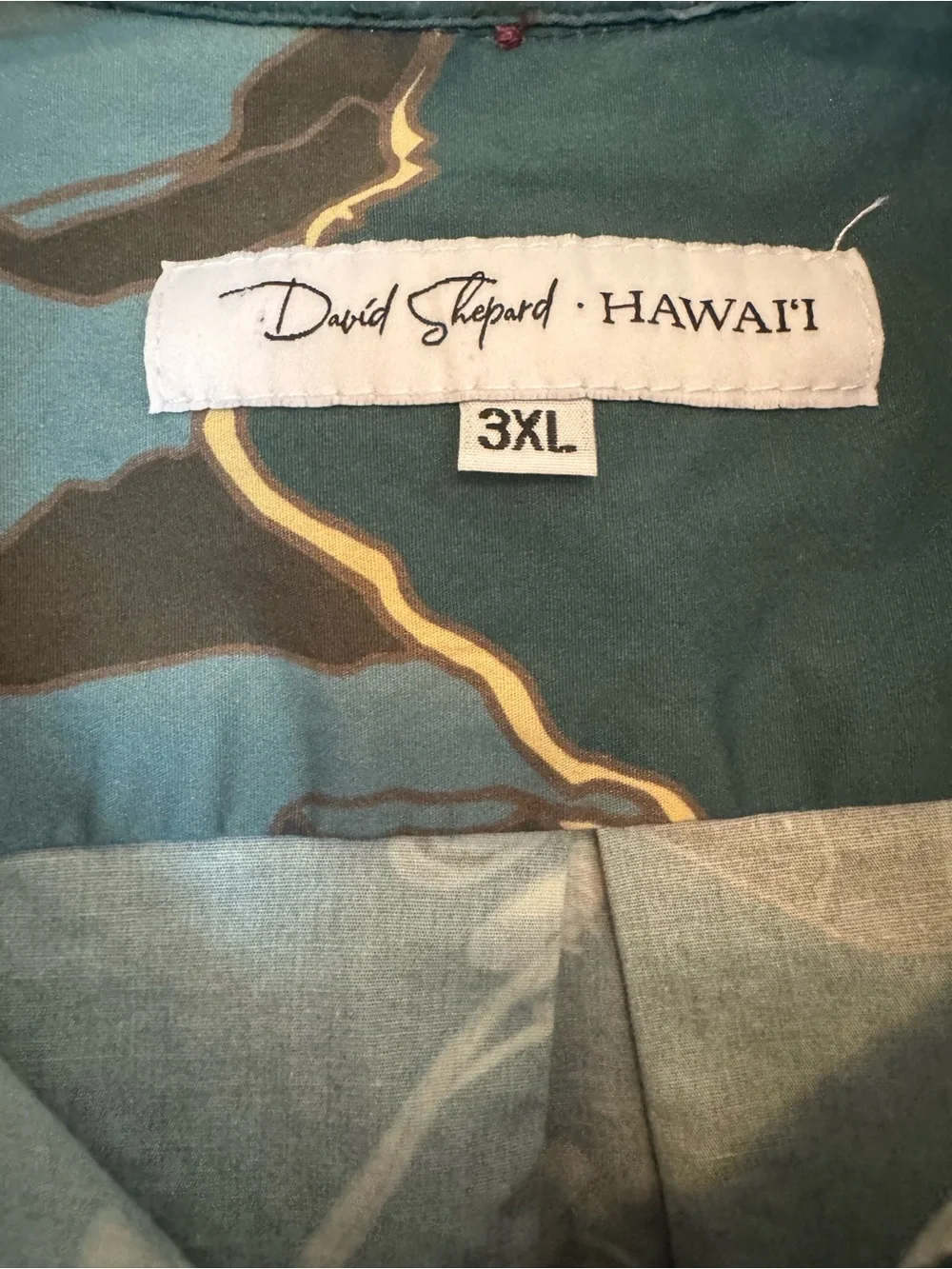 David Shepard Hawai’i Blue Tailored Aloha Shirt Size 3X 3XL HAWAIIAN Button - Picture 2 of 8